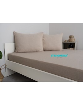 ETE HOMETEX Çift Kişilik Pamuklu Fitted Lastikli Çarşaf Takımı 160x200 cm +30 cm Derinlik BEJ 8696474231771